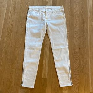 7 For All Mankind White Straight Leg Denim w Ankle Zipper Womens Sz 30